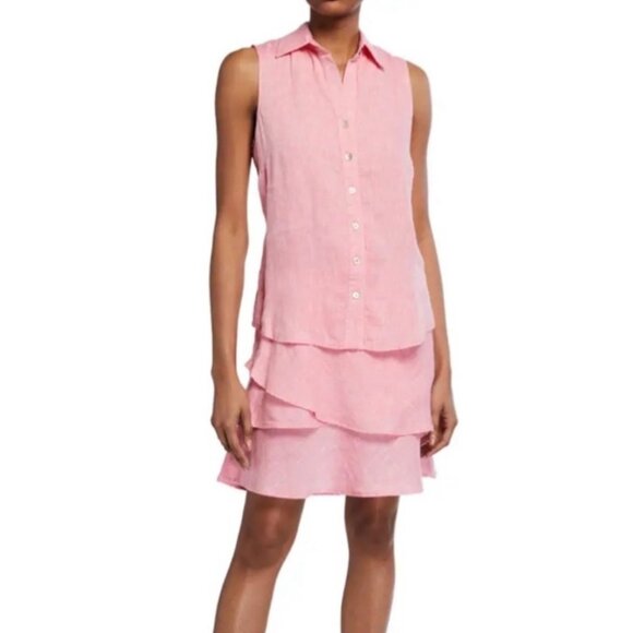 Finley Jasmine Sleeveless Tiered Linen Dress Pink woman’s size XL dress spring s - Picture 13 of 15